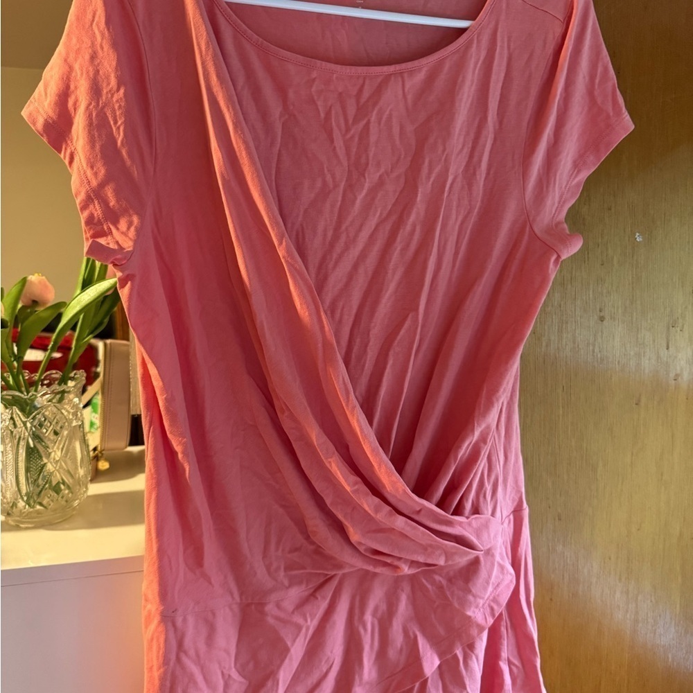 Garnet Hill Pink Asymmetrical Wrap Blouse